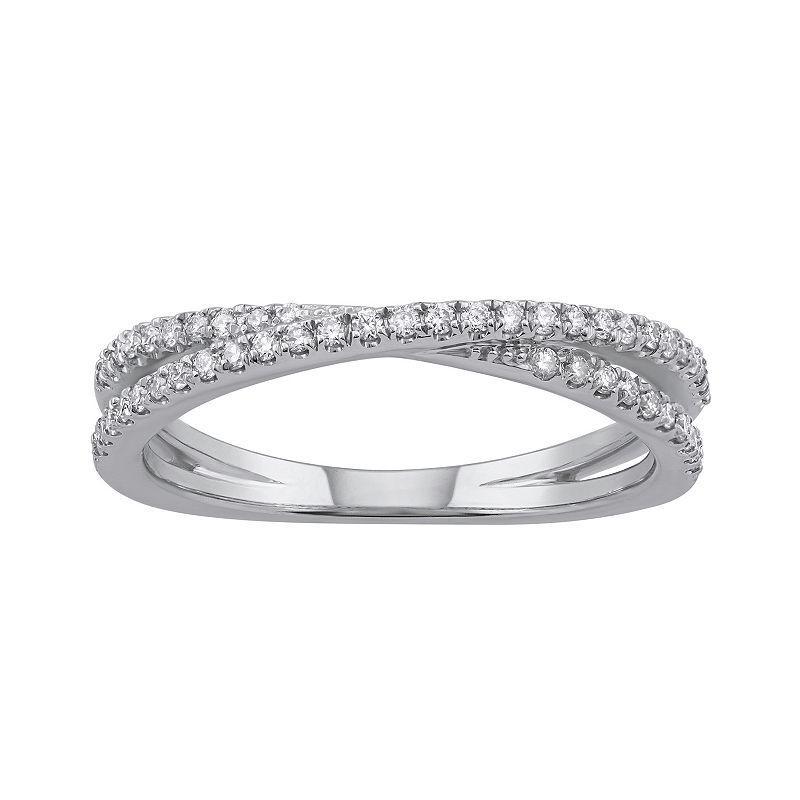 Simply Vera Vera Wang 14k White Gold 1/4 Carat Diamond Crisscross Wedding Ring, Womens Product Image