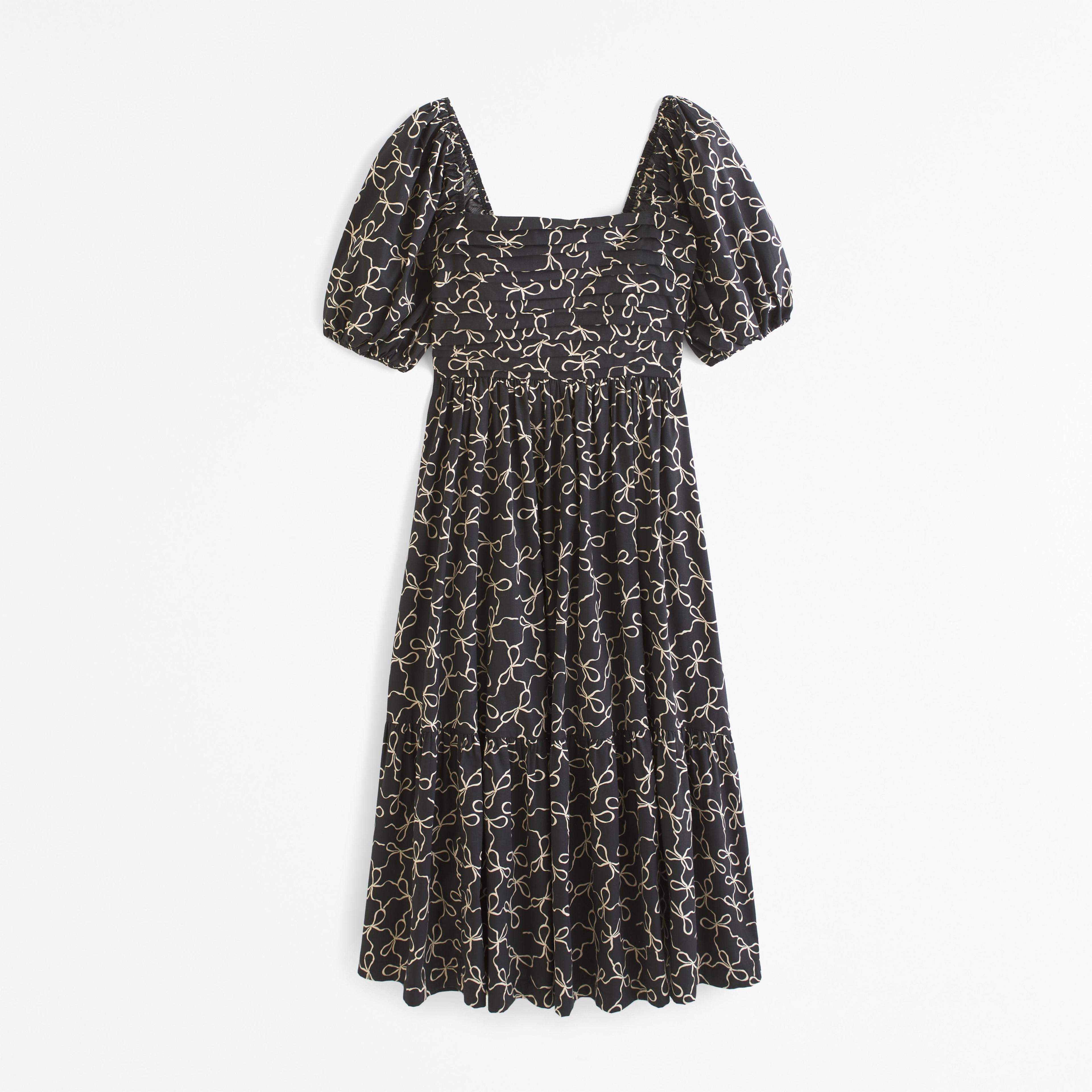 The A&F Emerson Poplin Puff Sleeve Midi Dress Product Image