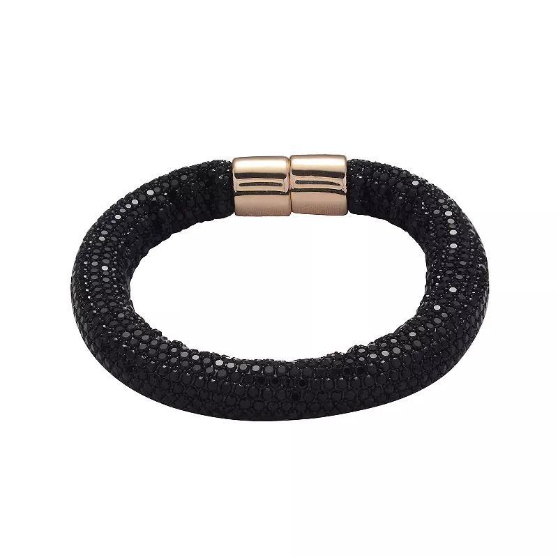 Emberly Pave Simulated Stone Magnetic Clasp Bracelet, Womens, Black Product Image