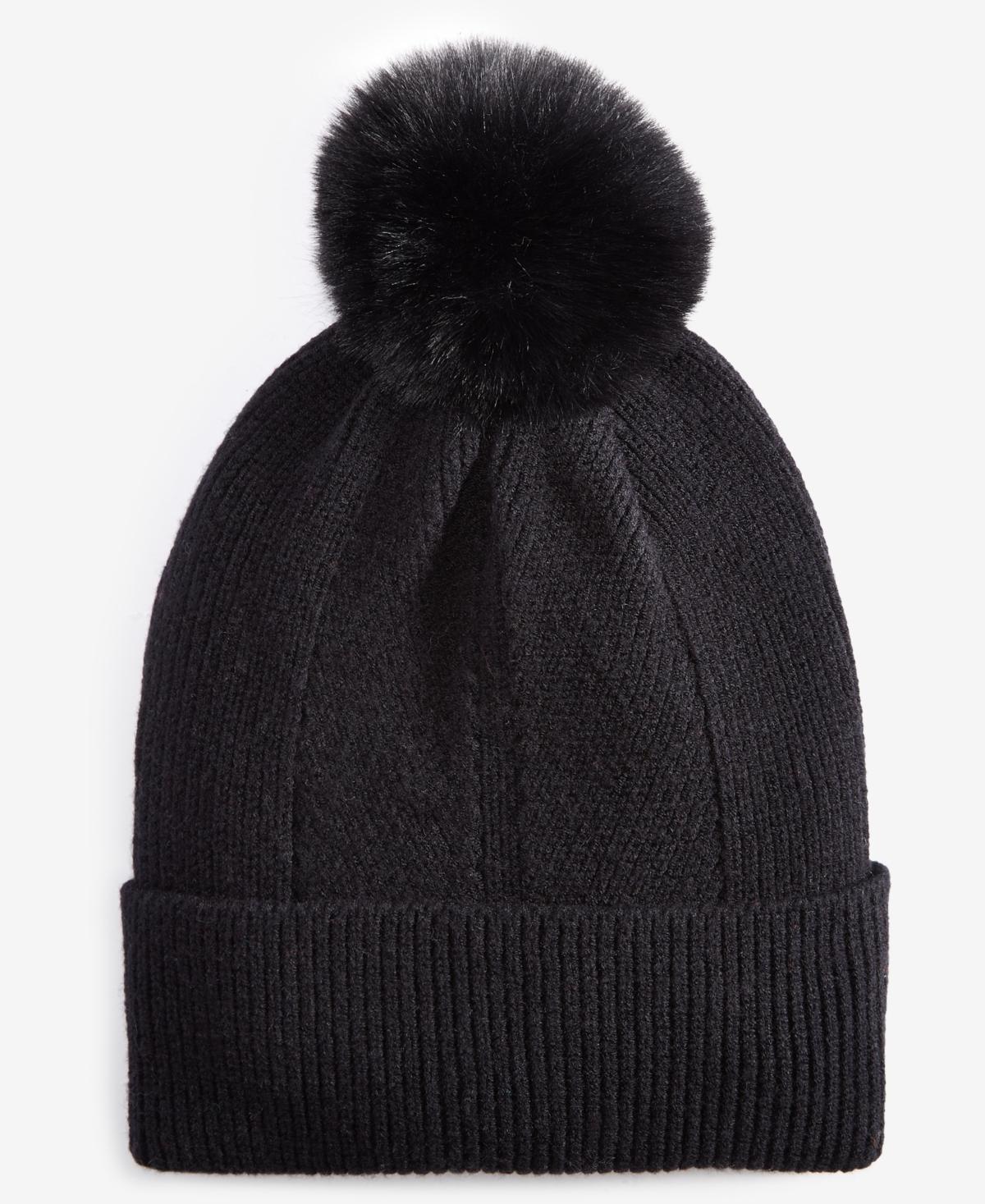 On 34th Womens Multi-Stitch Faux-Fur Pom Pom Beanie, Created for Macys Product Image