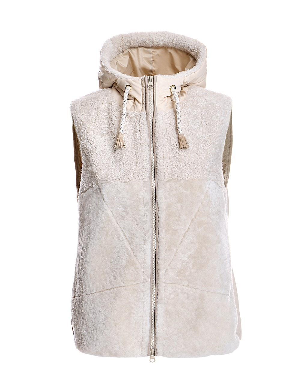 Womens Hooded Shearling Vest Product Image