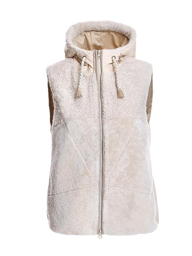 Womens Hooded Shearling Vest Product Image