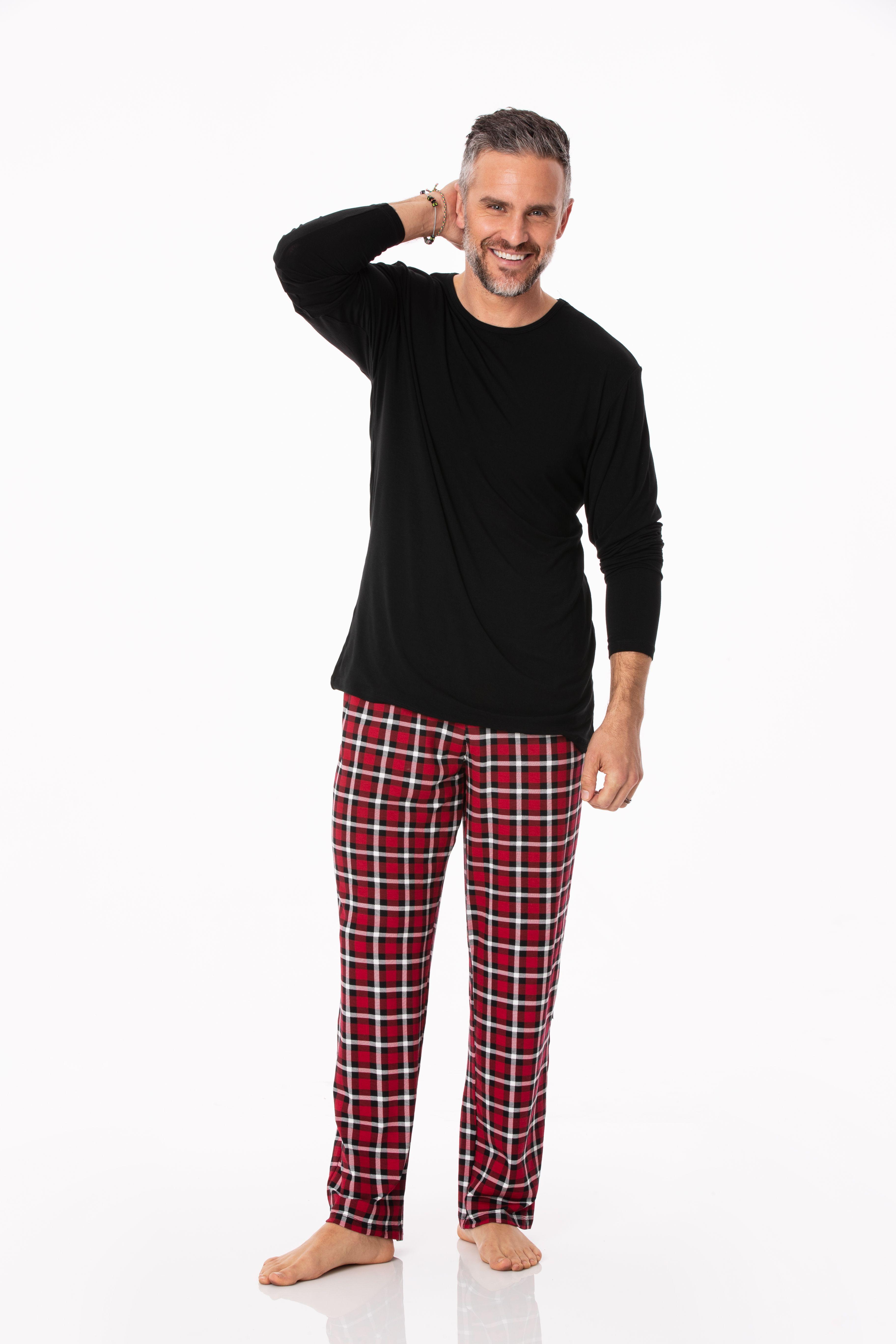 Crimson Plaid Men's Pajama Set Product Image