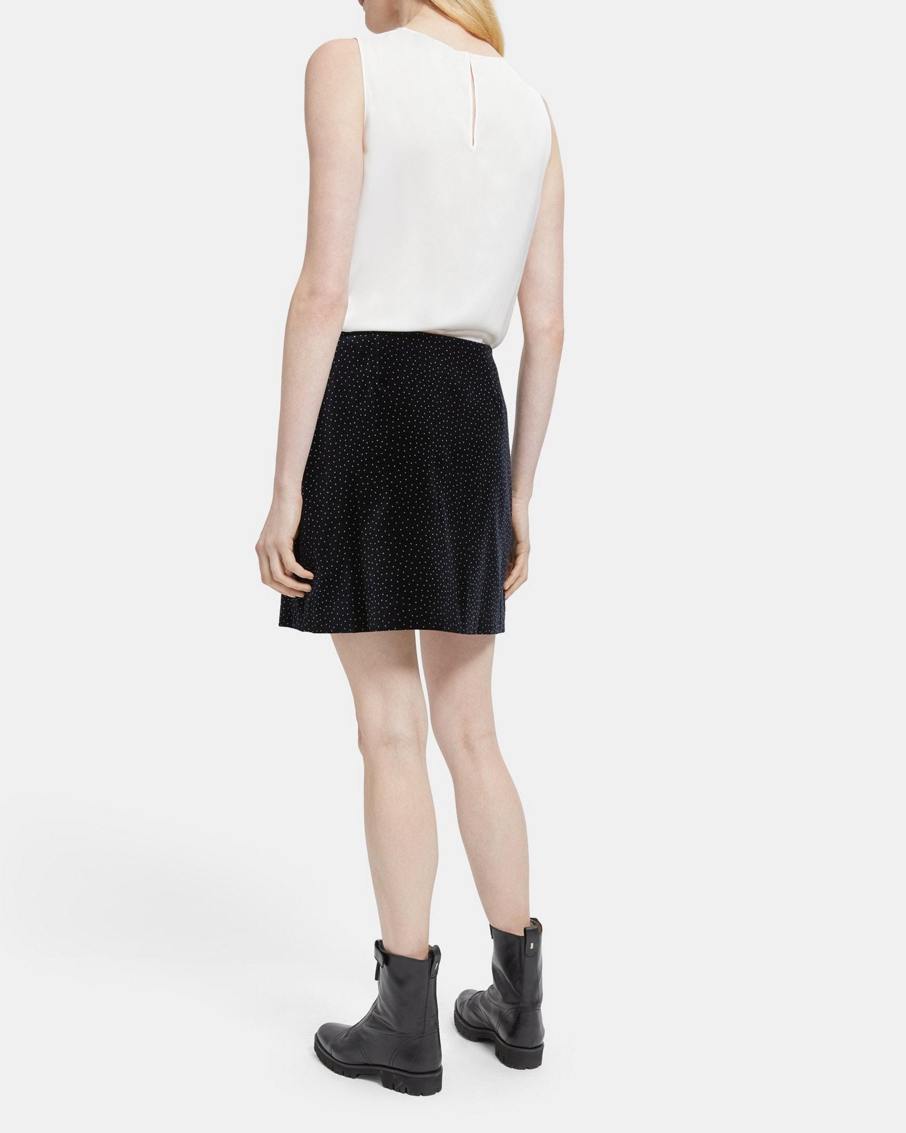 A-Line Mini Skirt in Polka Dot Velvet Product Image