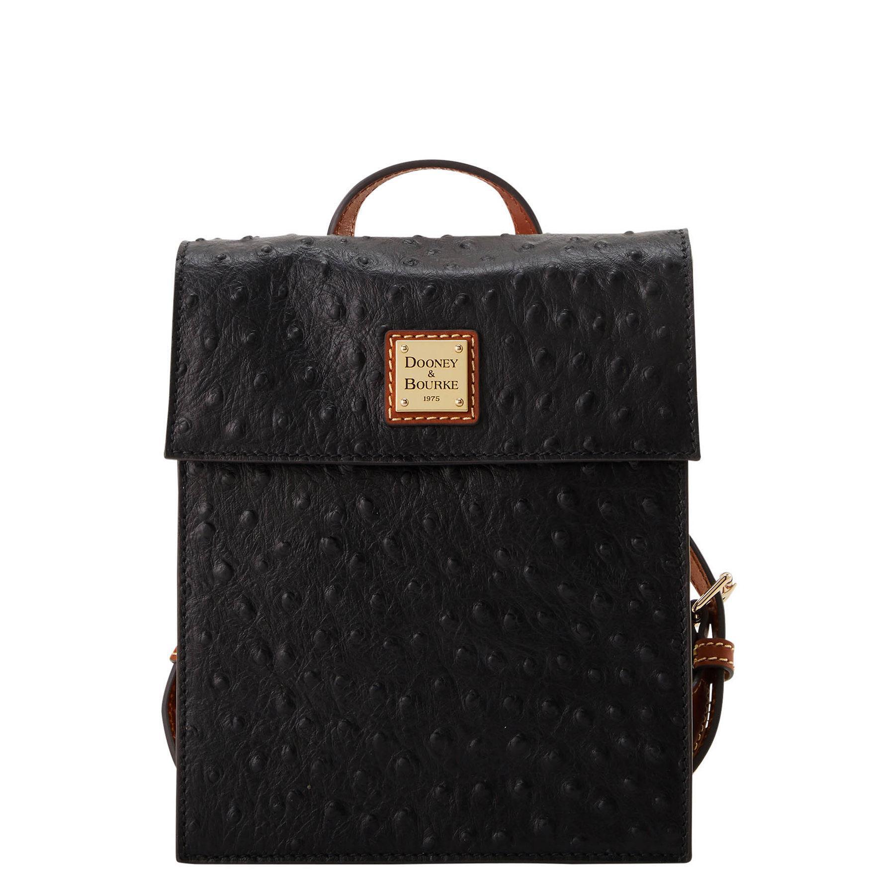 Dooney & Bourke Womens Ostrich Leather Backpack in Black Product Image