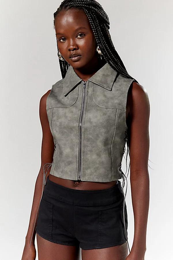 Silence + Noise Phoenix Faux Suede Lace-Up Vest Jacket Womens at Urban Outfitters product image