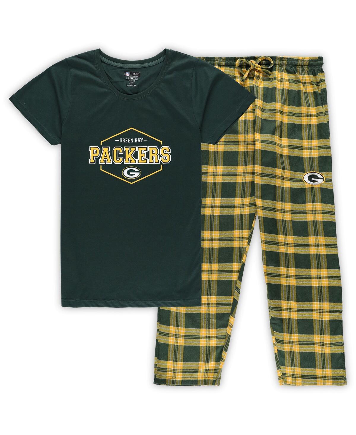 Womens Concepts Sport /Gold Bay Packers Plus Size Badge T-Shirt & Pants Sleep Set Product Image