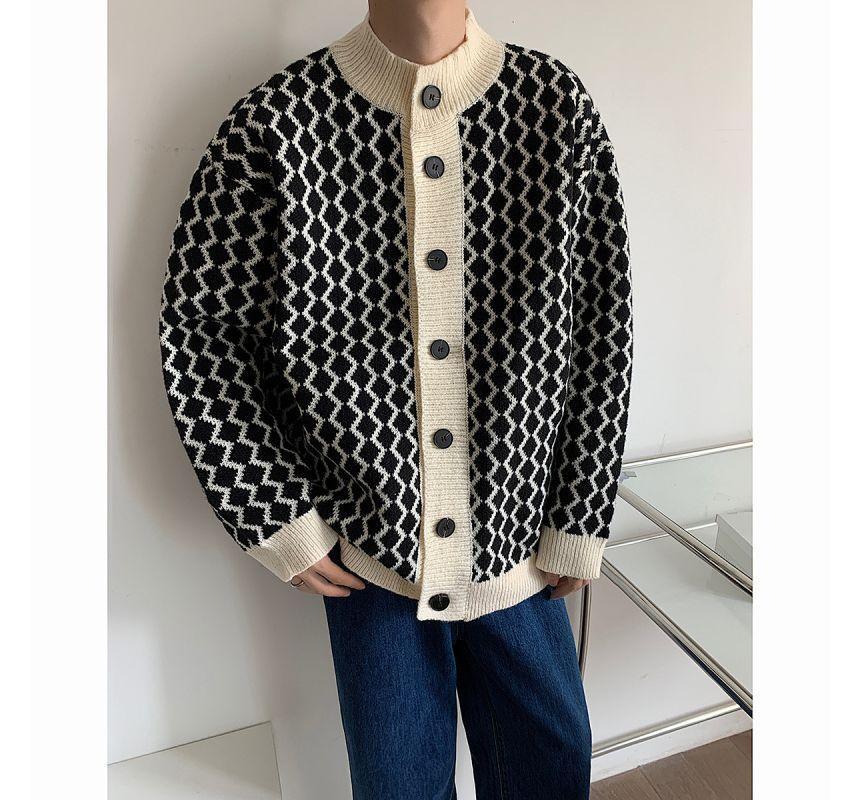 Crew Neck Two Tone Cardigan Product Image