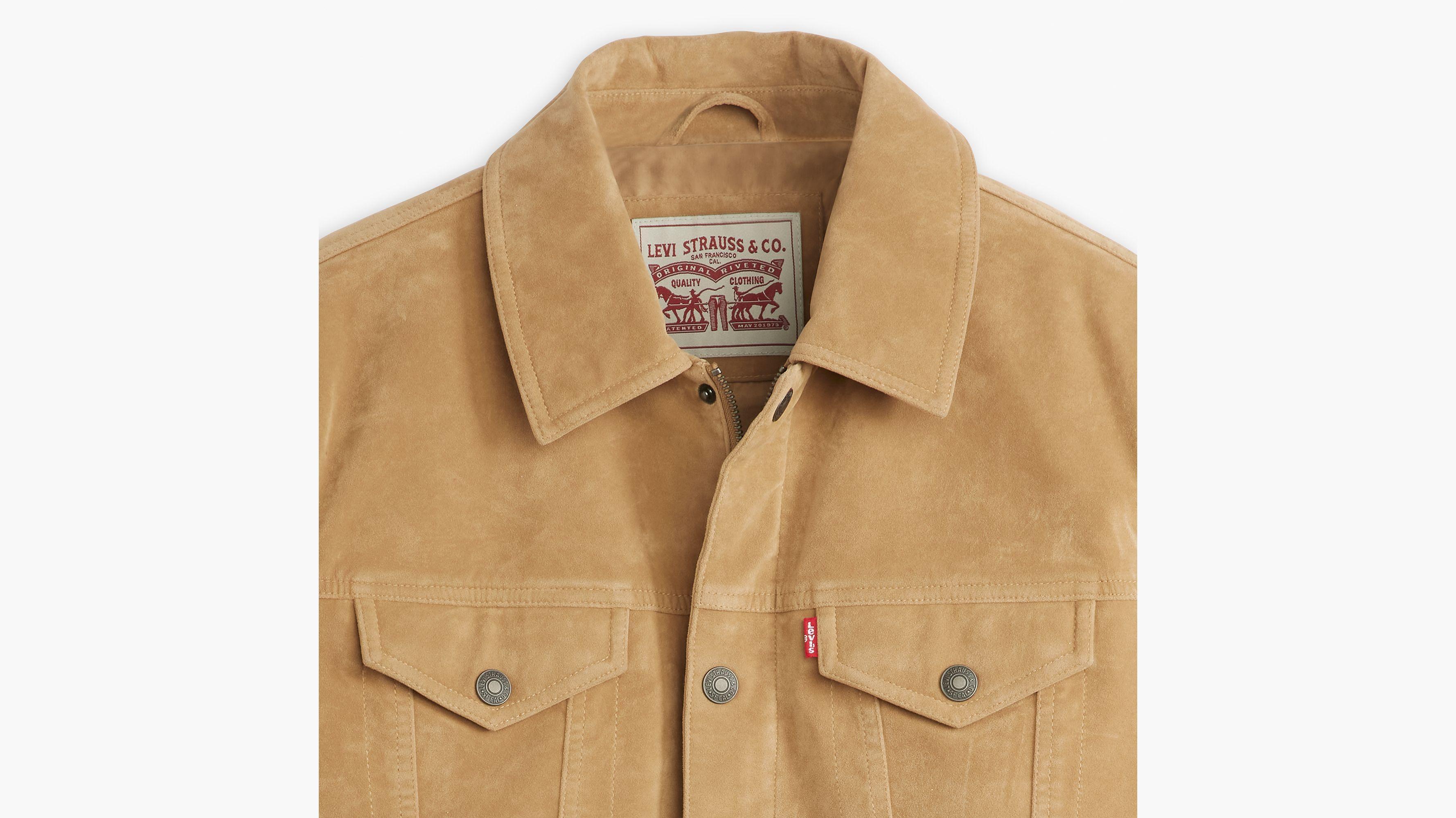 Vintage Faux Cow Suede Trucker Jacket Product Image