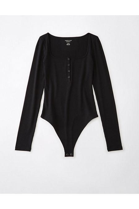 AE Long-Sleeve Henley Bodysuit Womens Product Image