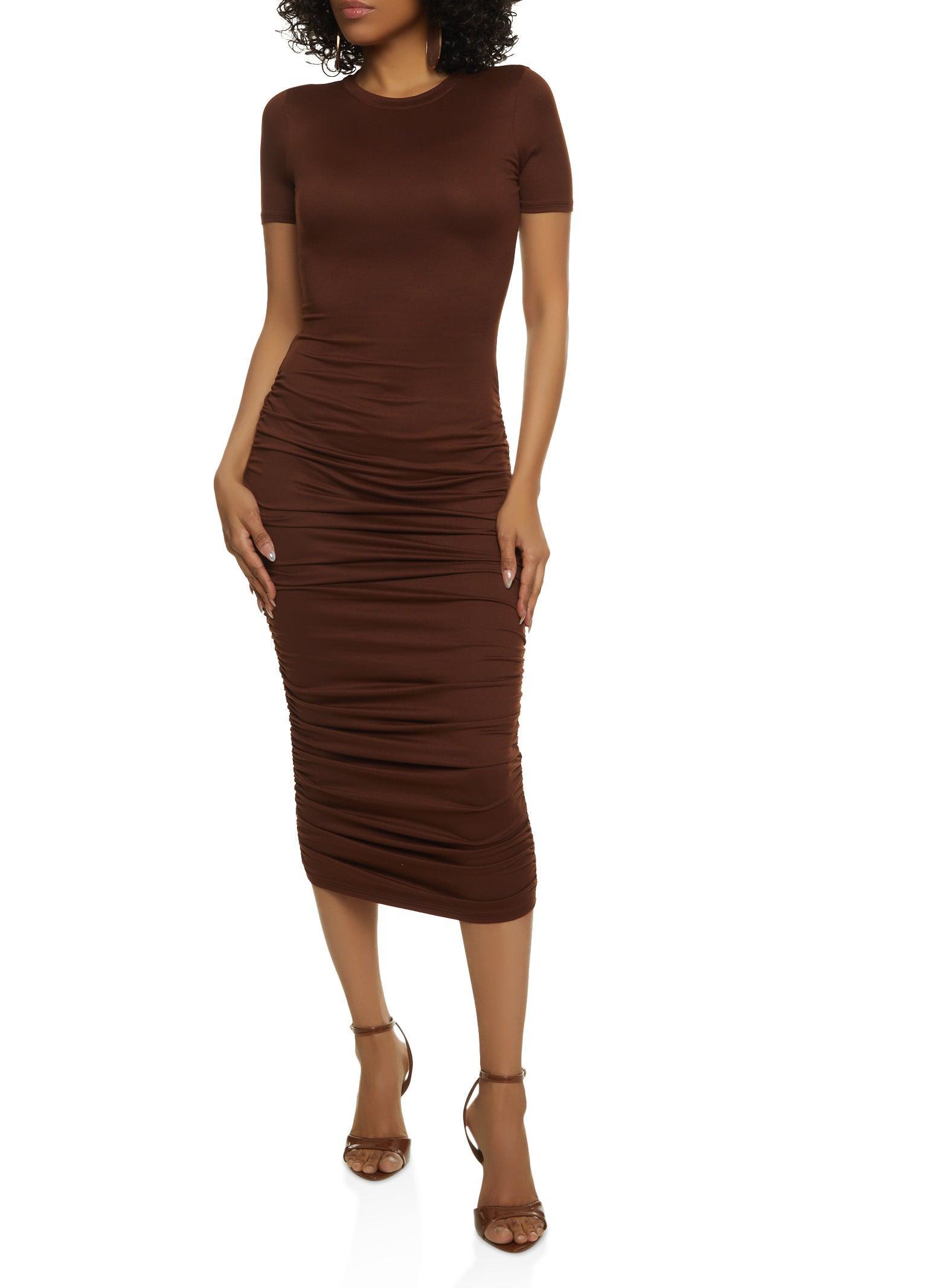 Womens Ruched T Shirt Midi Dress Product Image