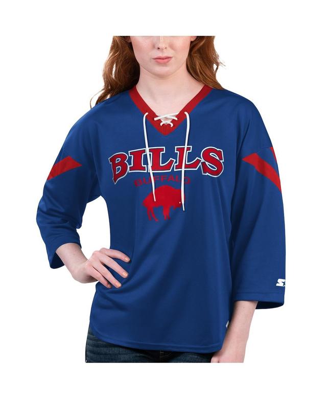 Womens Starter Royal Buffalo Bills Rally Lace-Up 3/4 Sleeve T-shirt Product Image