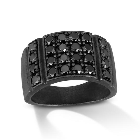 Men's 2-1/5 CT. T.w. Black Diamond Rectangle-Top Ring in Oxidized Black Sterling Silver Product Image