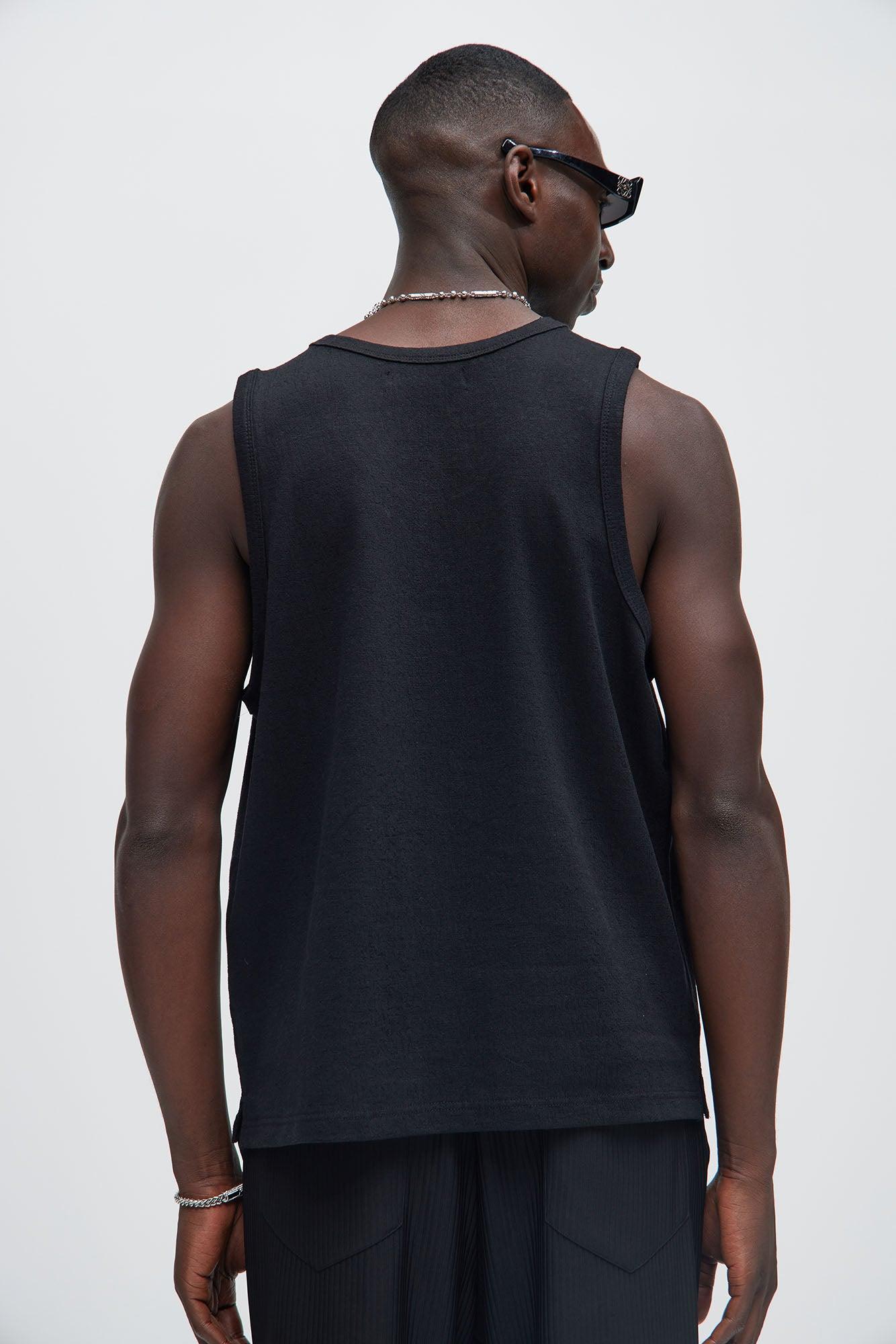 Duval Textured Relaxed Tank - Black Product Image