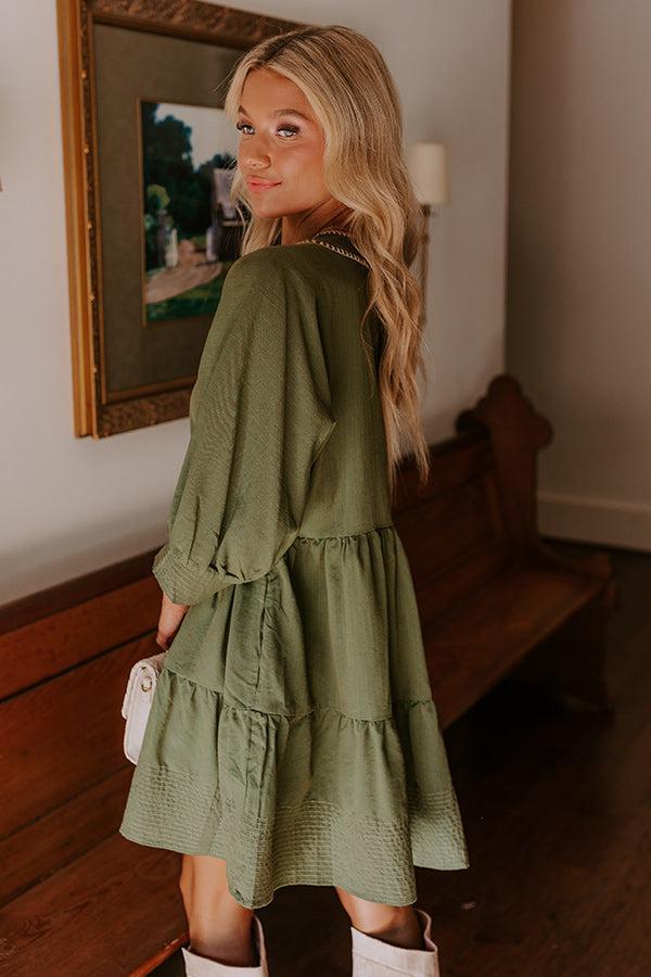 Dreamy Moment Mini Dress in Olive Product Image