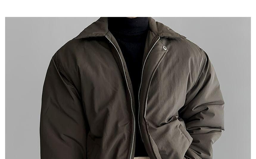 Stand Collar Plain Zip Puffer Jacket product image