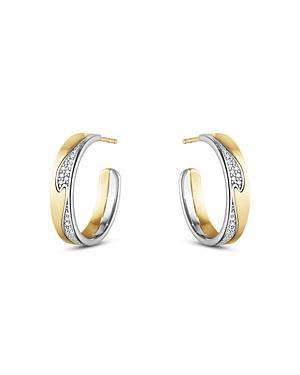 Georg Jensen 18K White & Yellow Gold Fusion Diamond Wavy Hoop Earrings Product Image