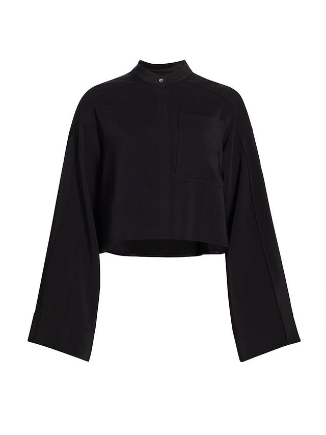 Womens Crepe Stand Collar Blouse Product Image