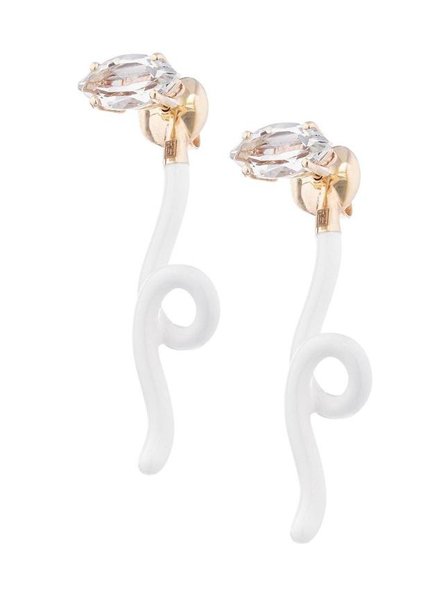 Womens Baby Vine Goldtone, Enamel & Rock Crystal Drop Earring Product Image