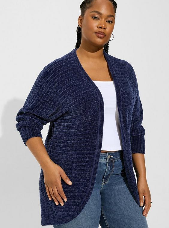 Chenille Cocoon Open Front Ribbed Sweater Product Image