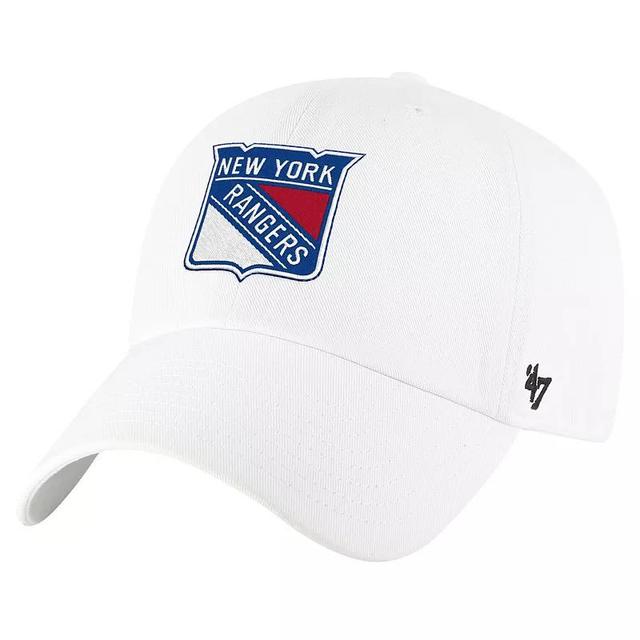 47 Brand Mens White New York Rangers Clean Up Adjustable Hat Product Image