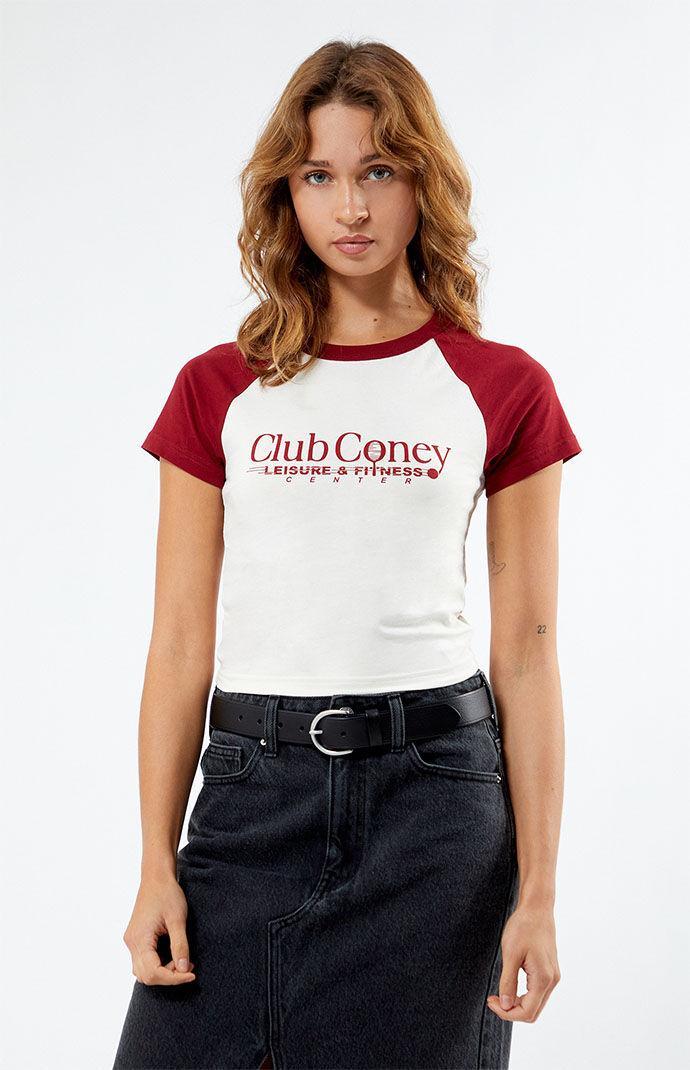 Coney Island Picnic Women's Club Coney Raglan T-Shirt in White/Red - Product Image