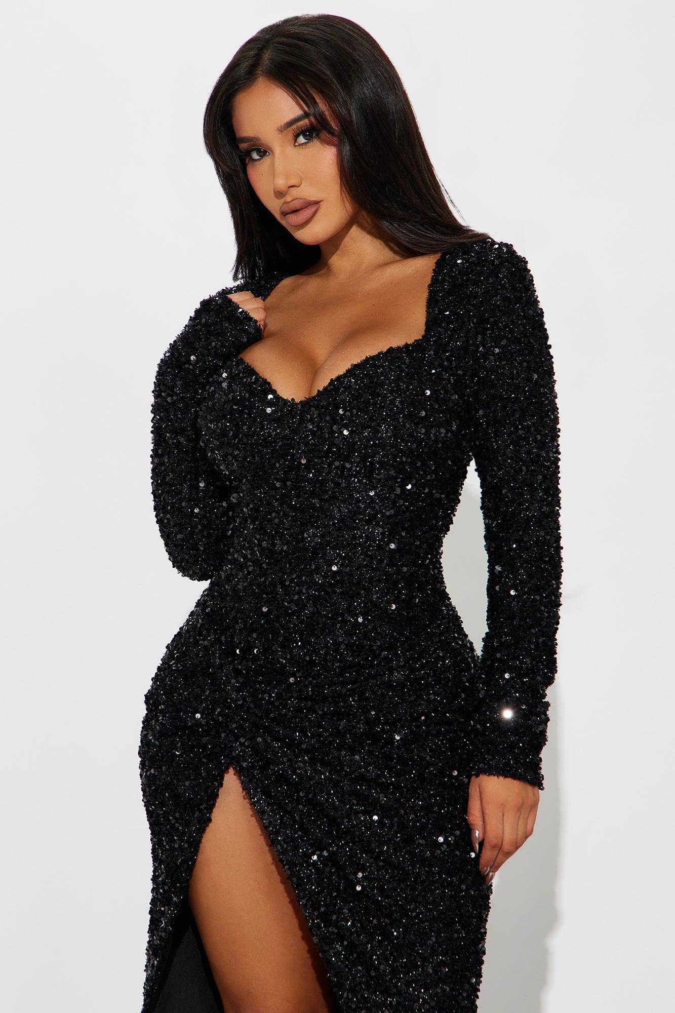 Alyssa Sequin Gown - Black Product Image