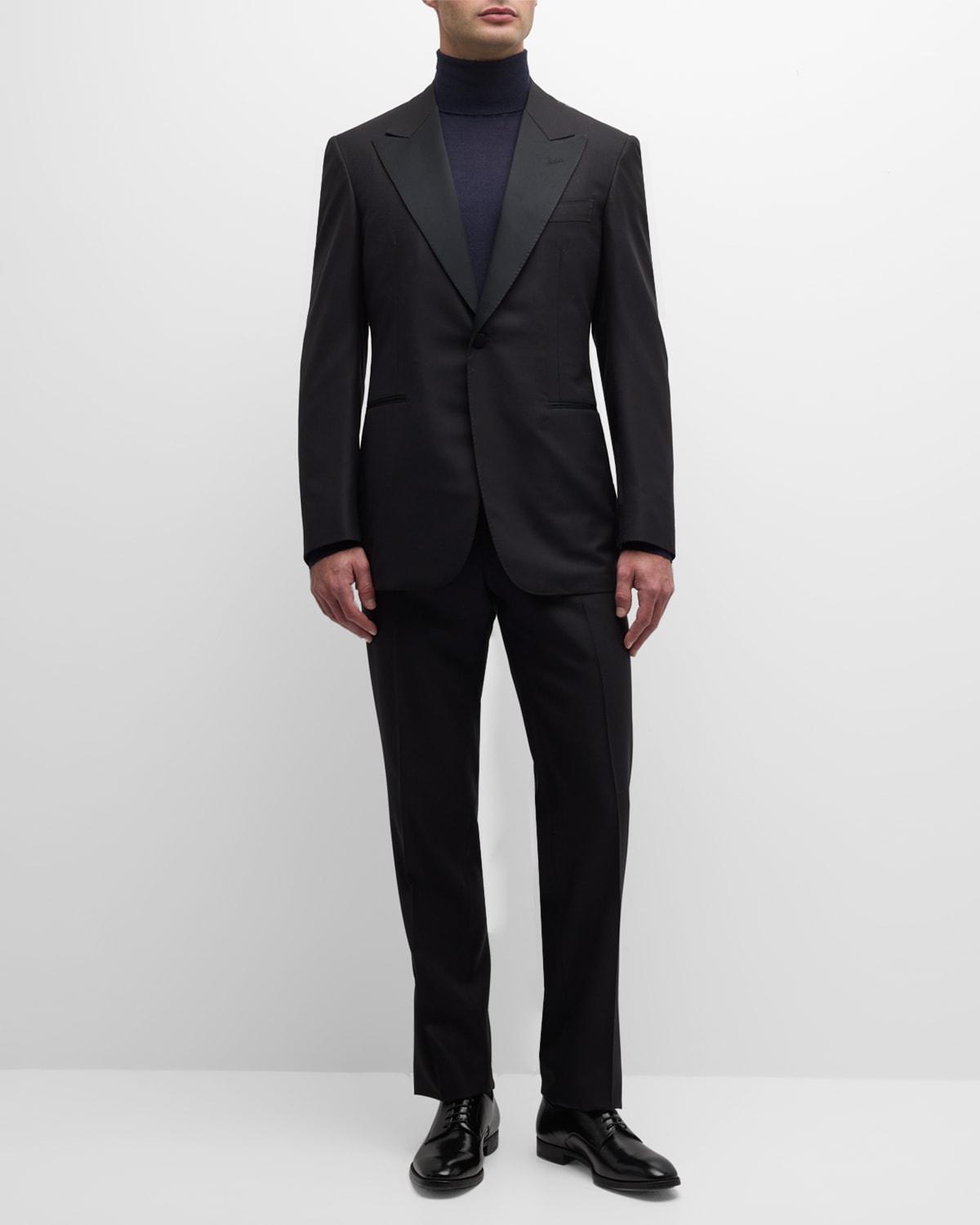 Mens Textured Wool One-Button Tuxedo Product Image