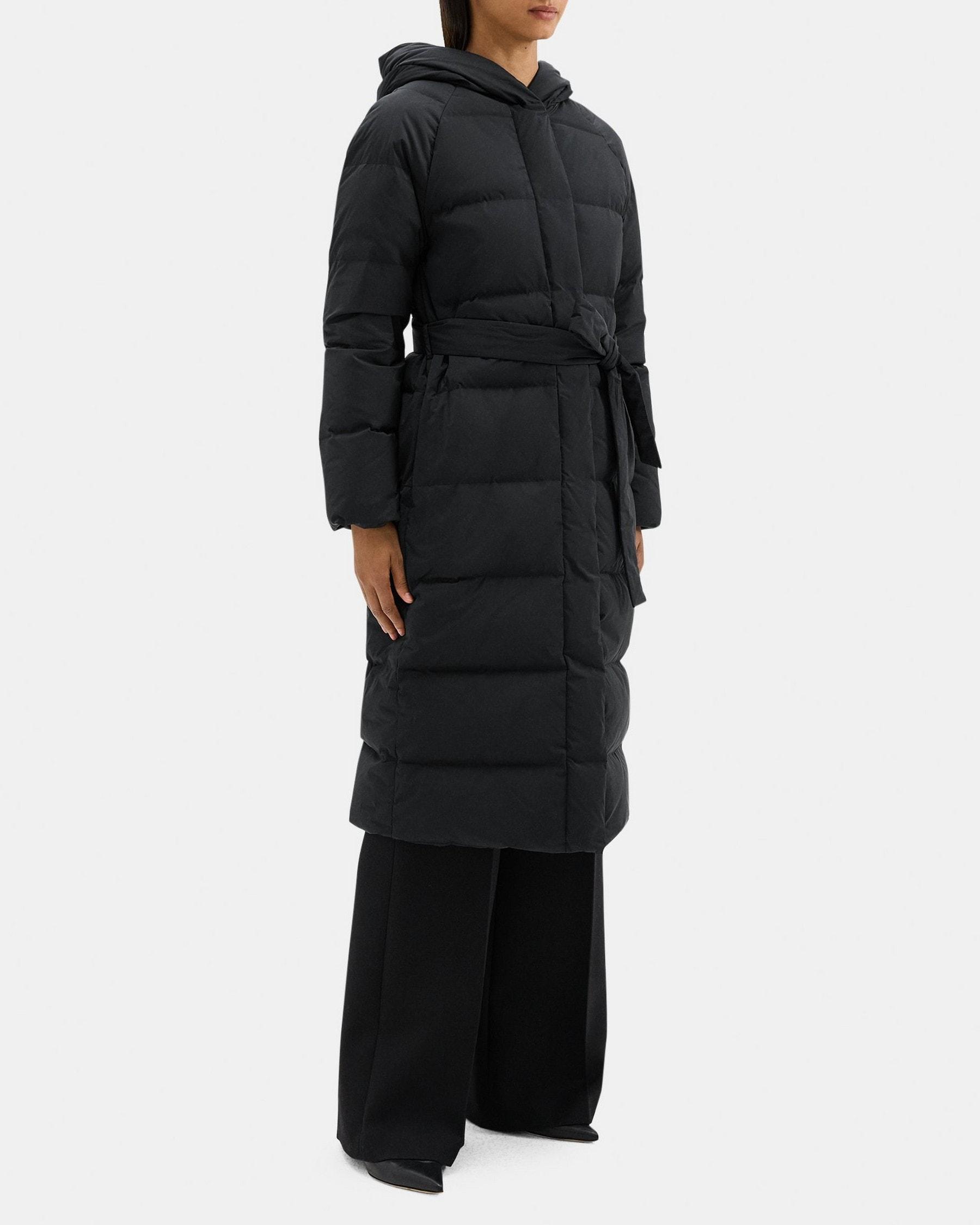 Hooded Wrap Puffer Coat in City Poly Product Image