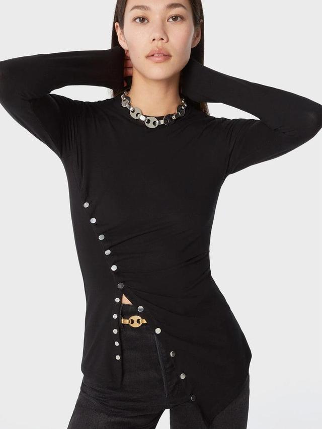 Black drapé pression top in jersey Product Image