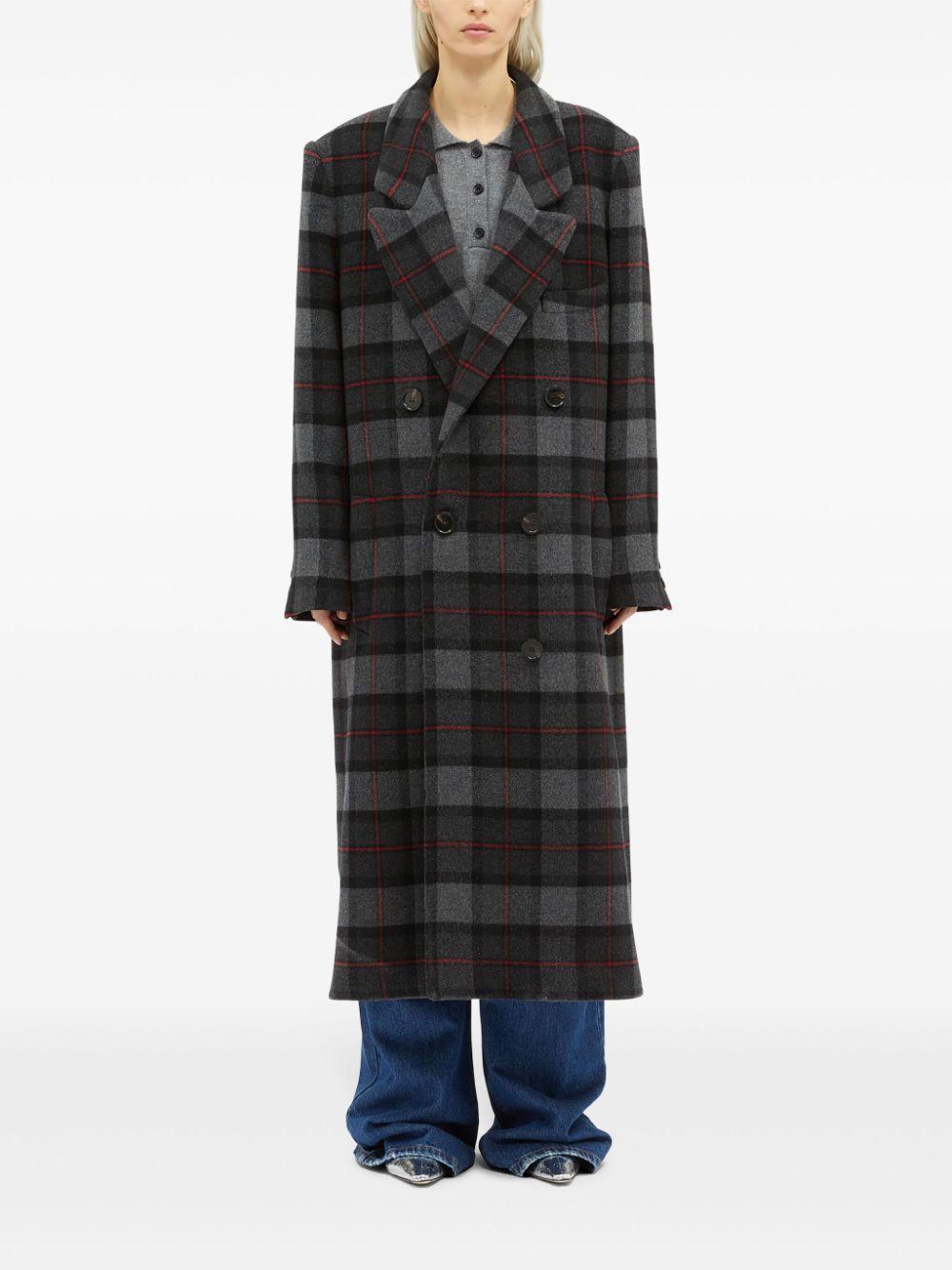 checked double-breasted coat Product Image