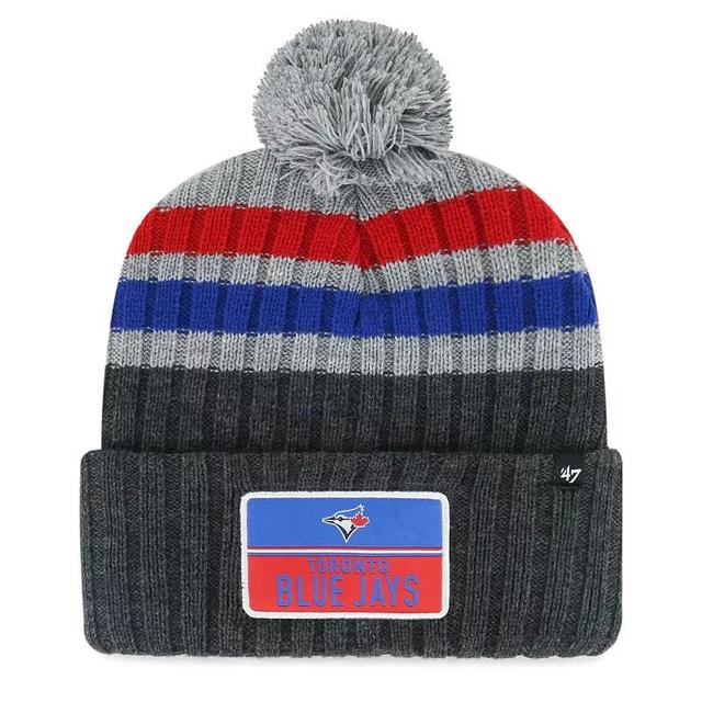 Mens 47 Gray Toronto Blue Jays Stack Cuffed Knit Hat with Pom Product Image