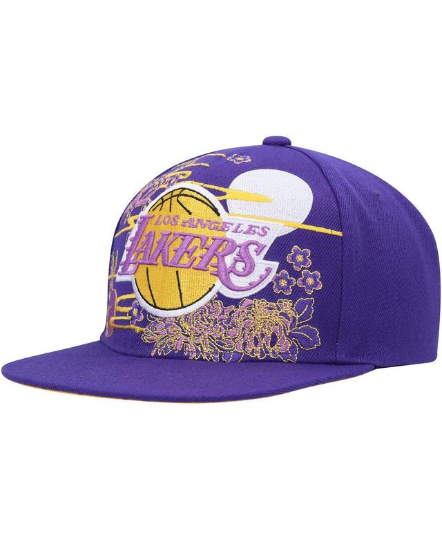 Mens Mitchell & Ness Purple Los Angeles Lakers Hardwood Classics Asian Heritage Scenic Snapback Hat Product Image