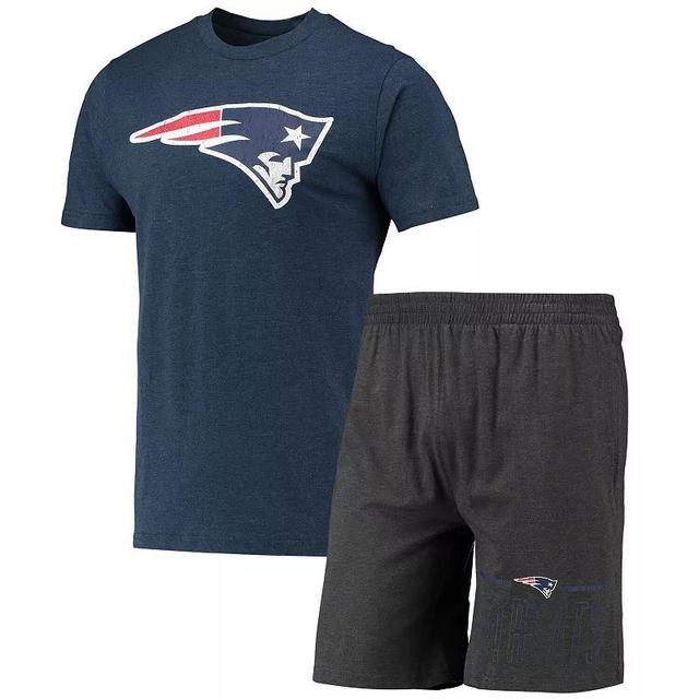 Mens Concepts Sport /Navy New England Patriots Meter T-Shirt & Shorts Sleep Set Grey Product Image