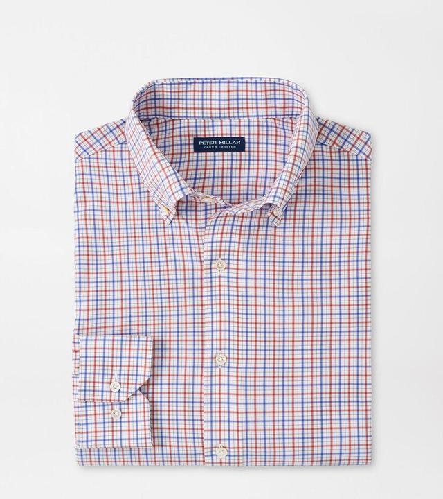 Peter Millar Mens Moors Performance Poplin Sport Shirt | Color: Scarlet Lily | Size: S Product Image