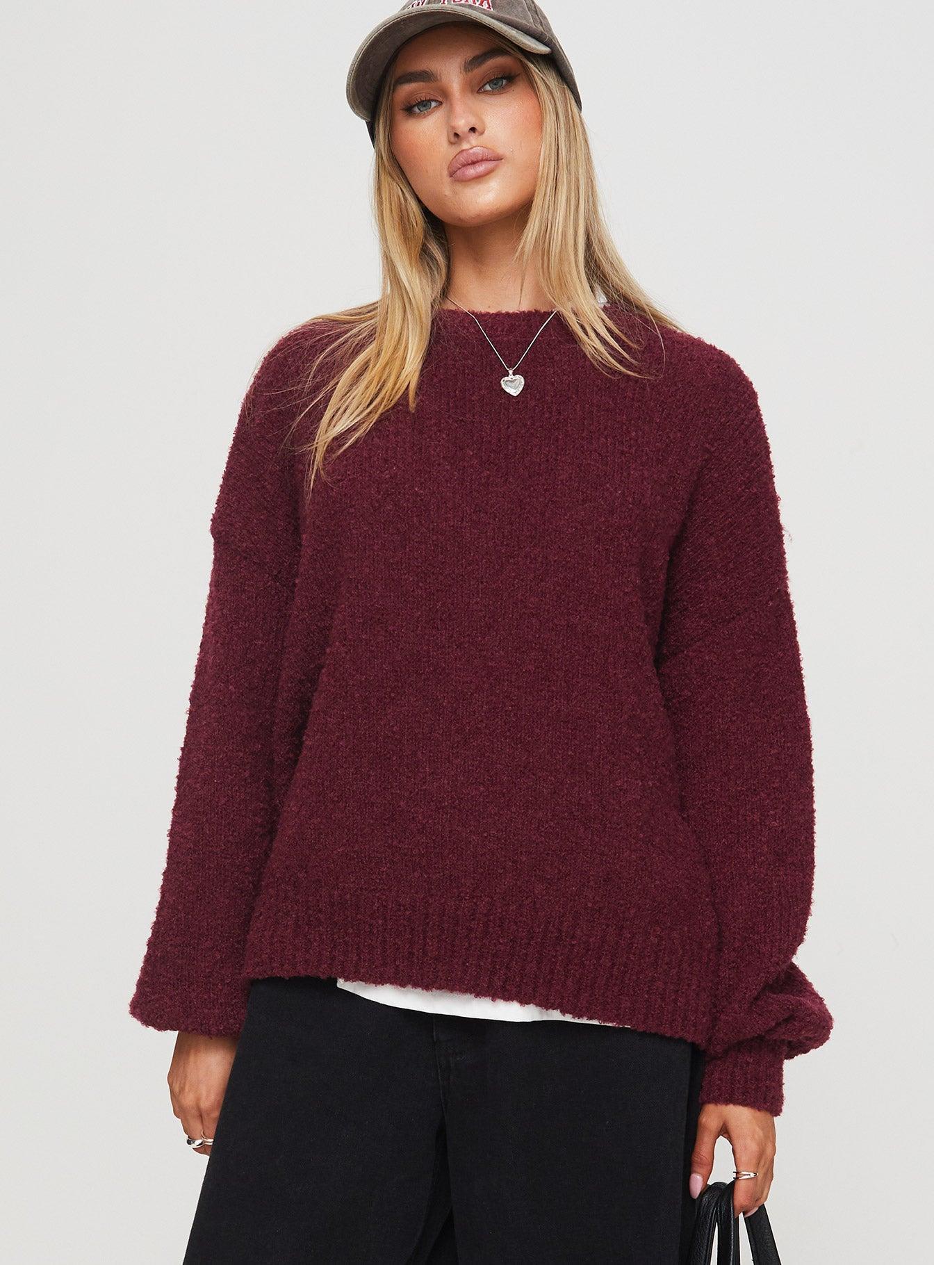 Niomie Knit Sweater Burgundy Product Image