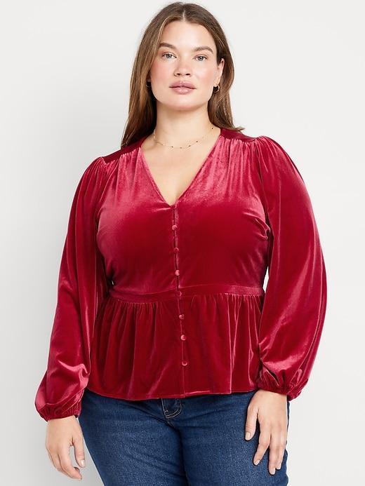 Waist-Defined Satin Peplum Top Product Image