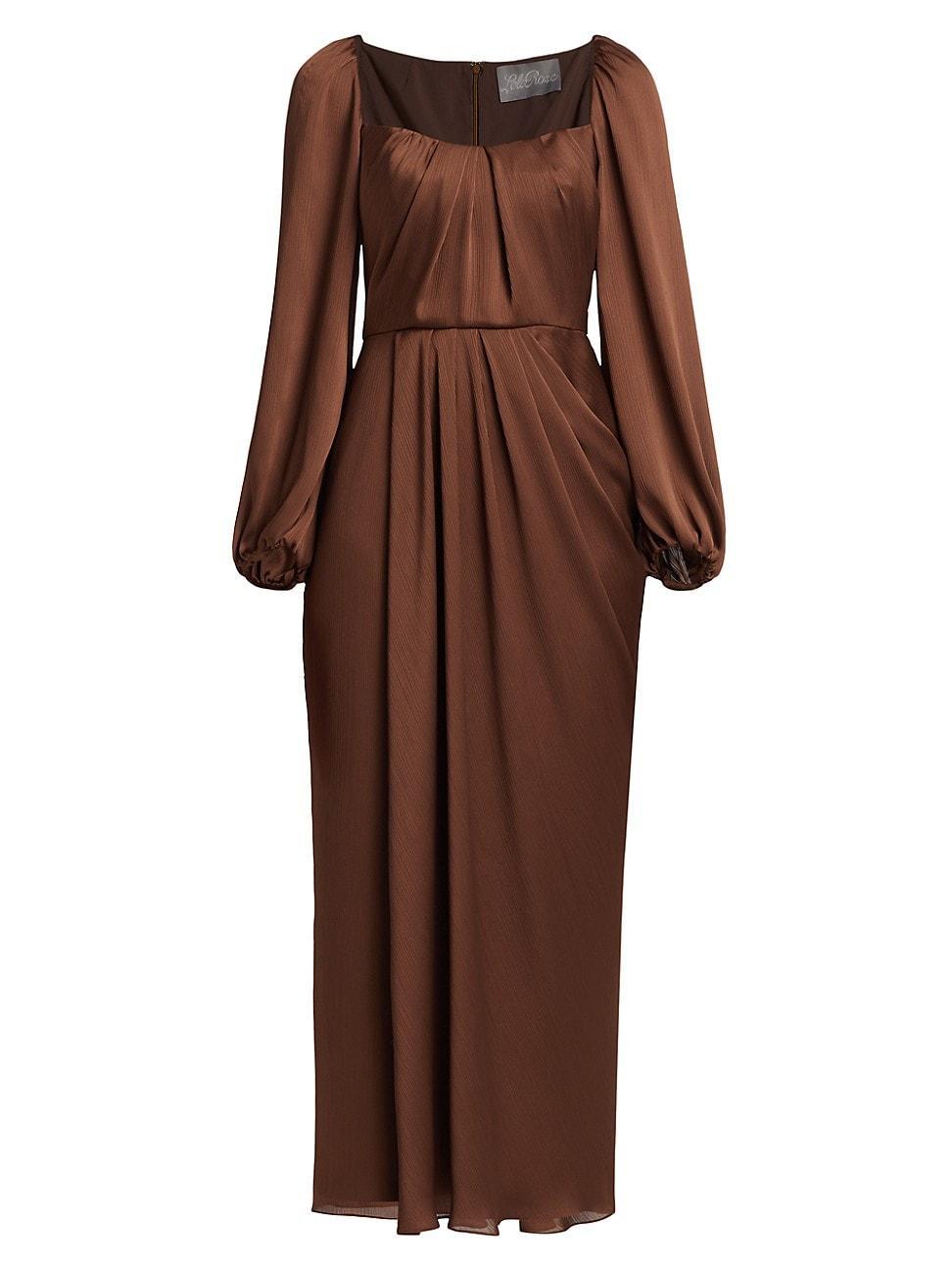 Womens Chiffon Squareneck Midi-Dress Product Image