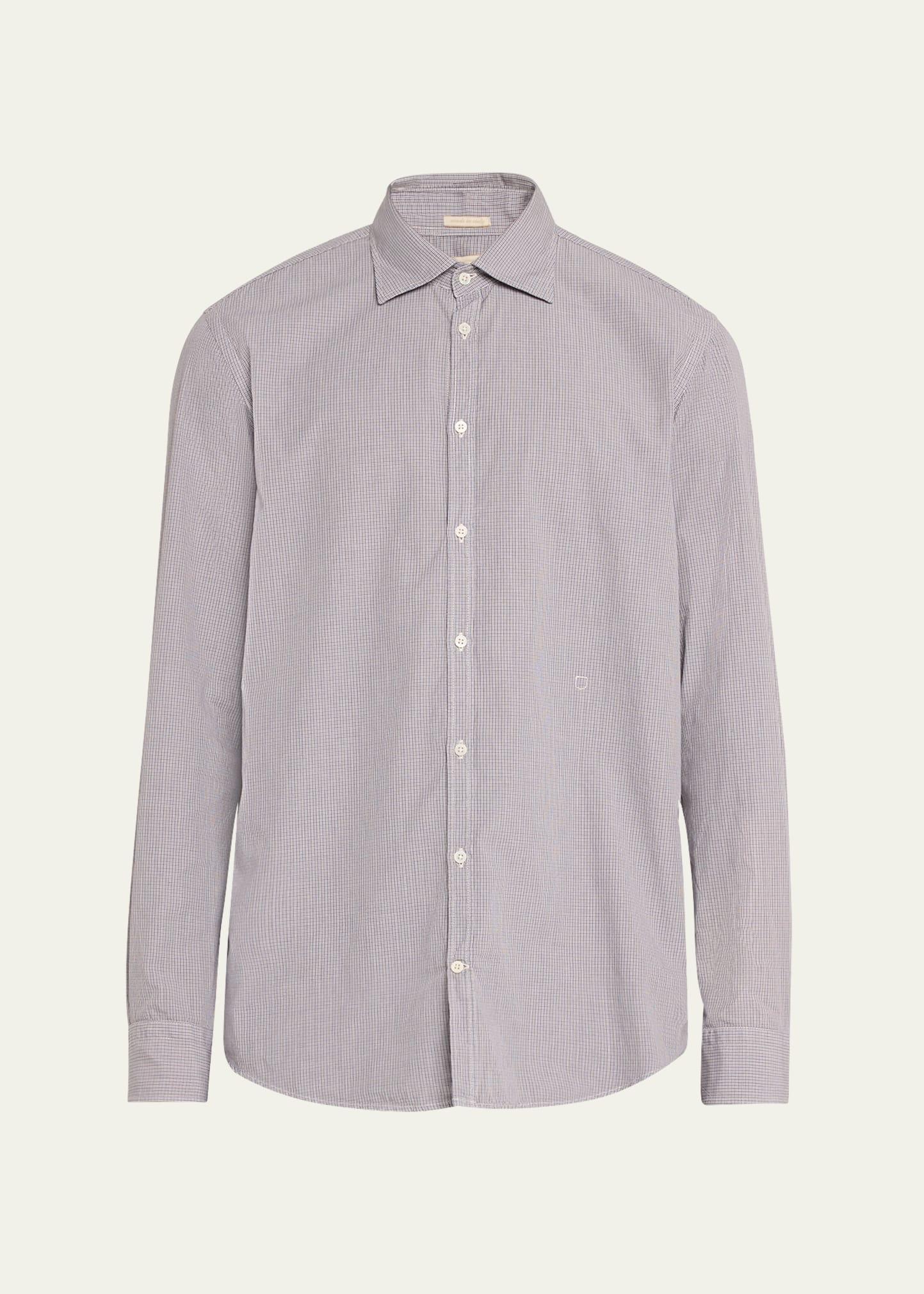 Mens Cotton Micro-Check Sport Shirt Product Image