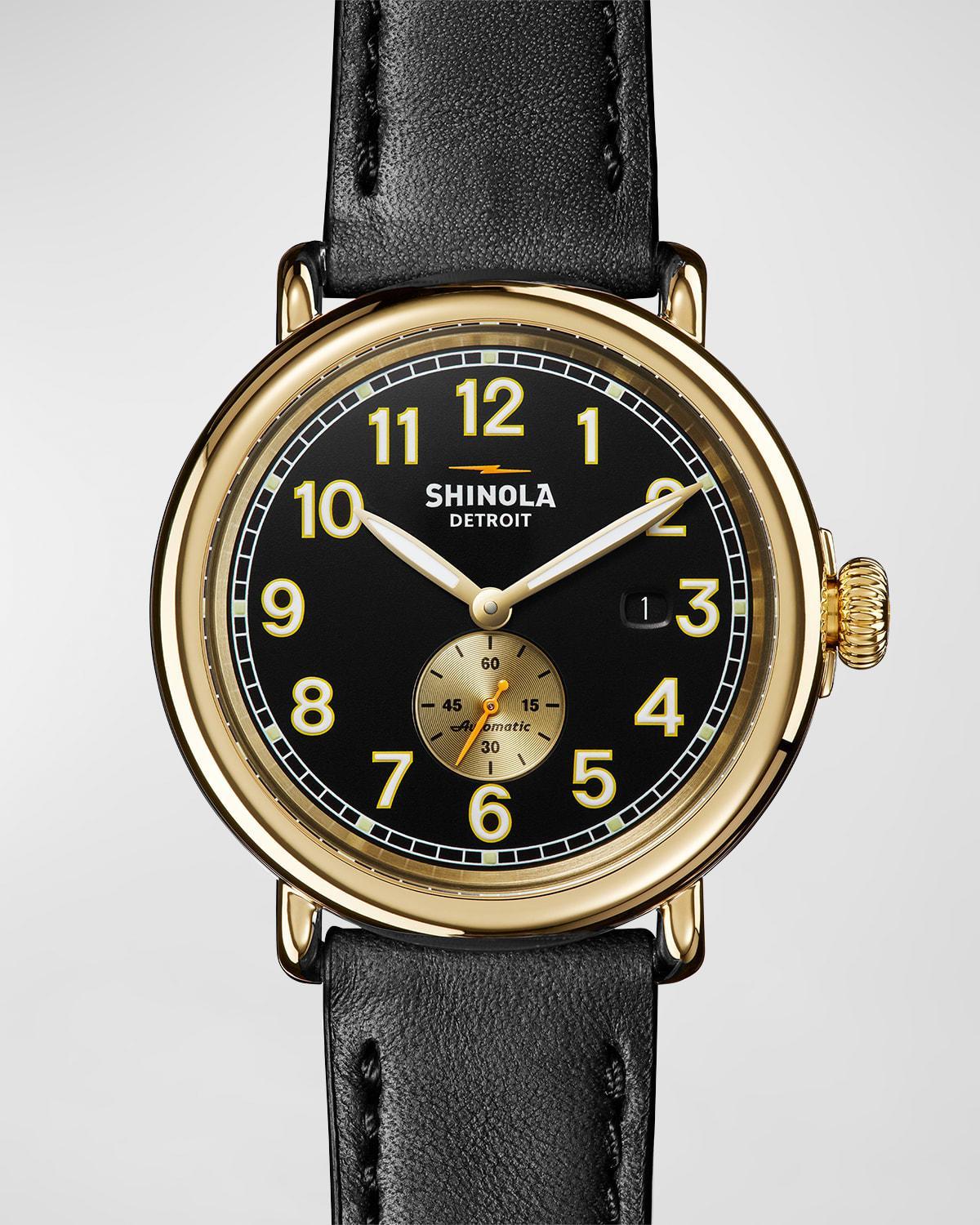 Shinola Runwell Automatic Leather Strap Watch, 45mm Product Image