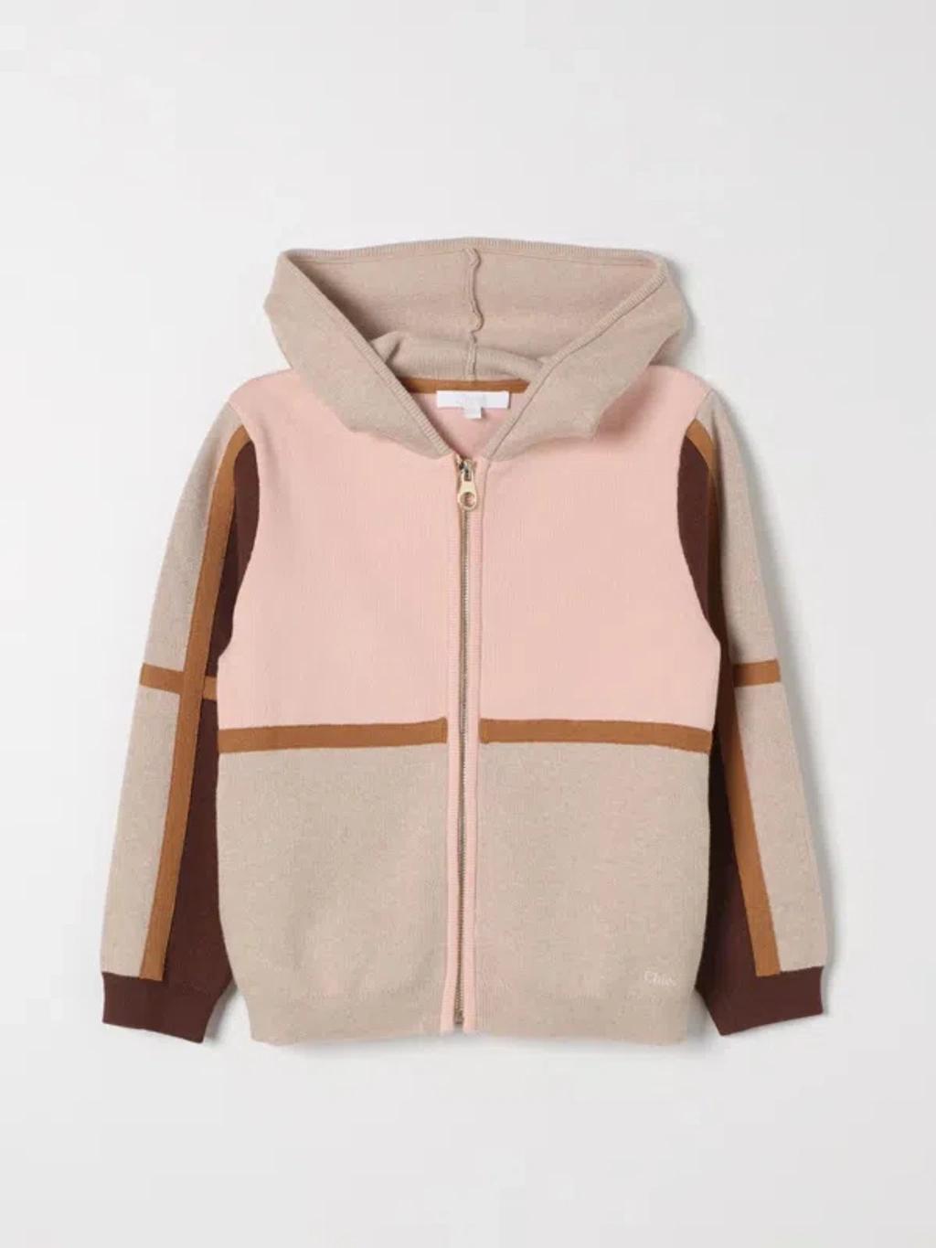 CHLOÉ Cotton & Wool Knit Cardigan In Pink Product Image