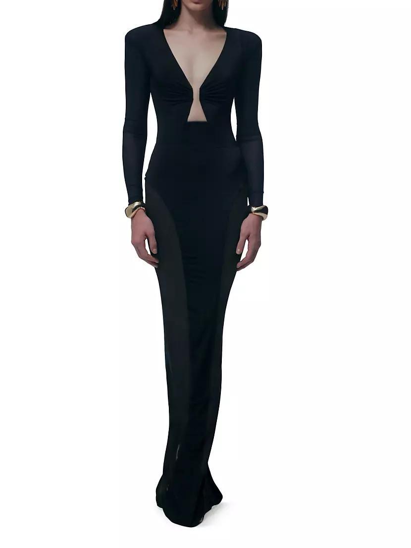 Europa Mesh-Trim Body-Con Maxi Dress Product Image