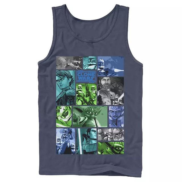 Mens Star Wars: Clone Wars Group Shot Panels Tank Top Blue Product Image