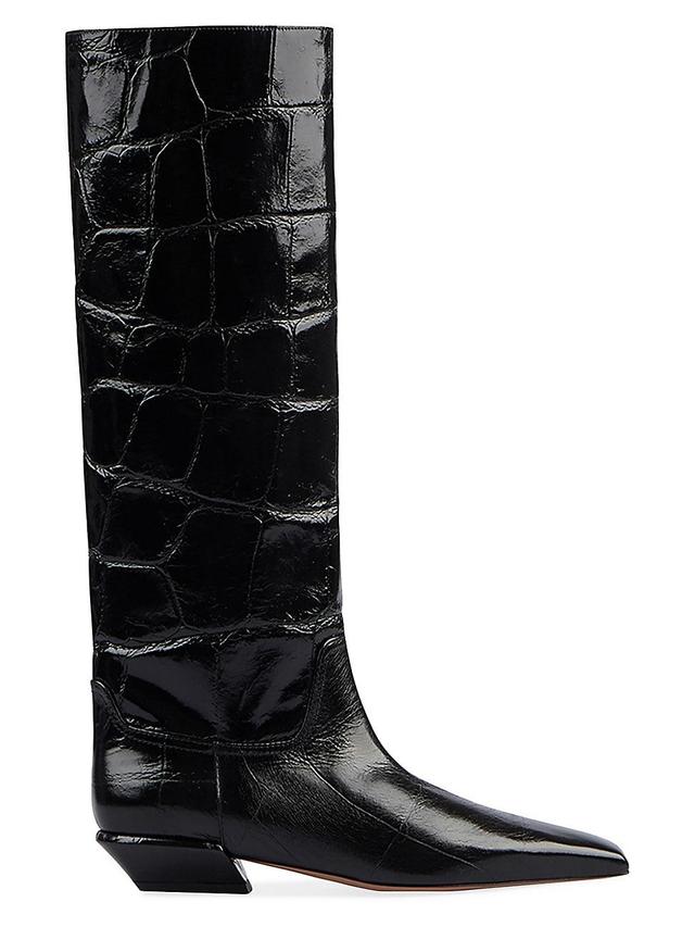 Womens Bettina Crocodile-Embossed Leather Boots Product Image