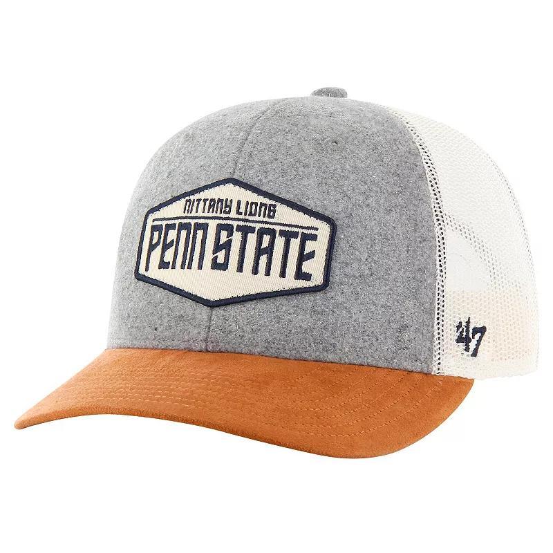 Mens 47 Heather Gray/Brown Penn State Nittany Lions Drover Trucker Adjustable Hat Product Image