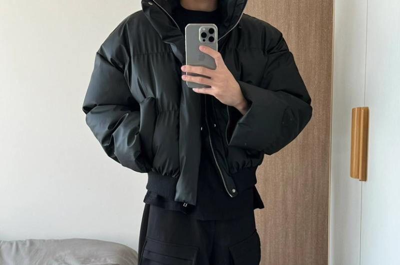 Plain Zip Puffer Jacket Product Image