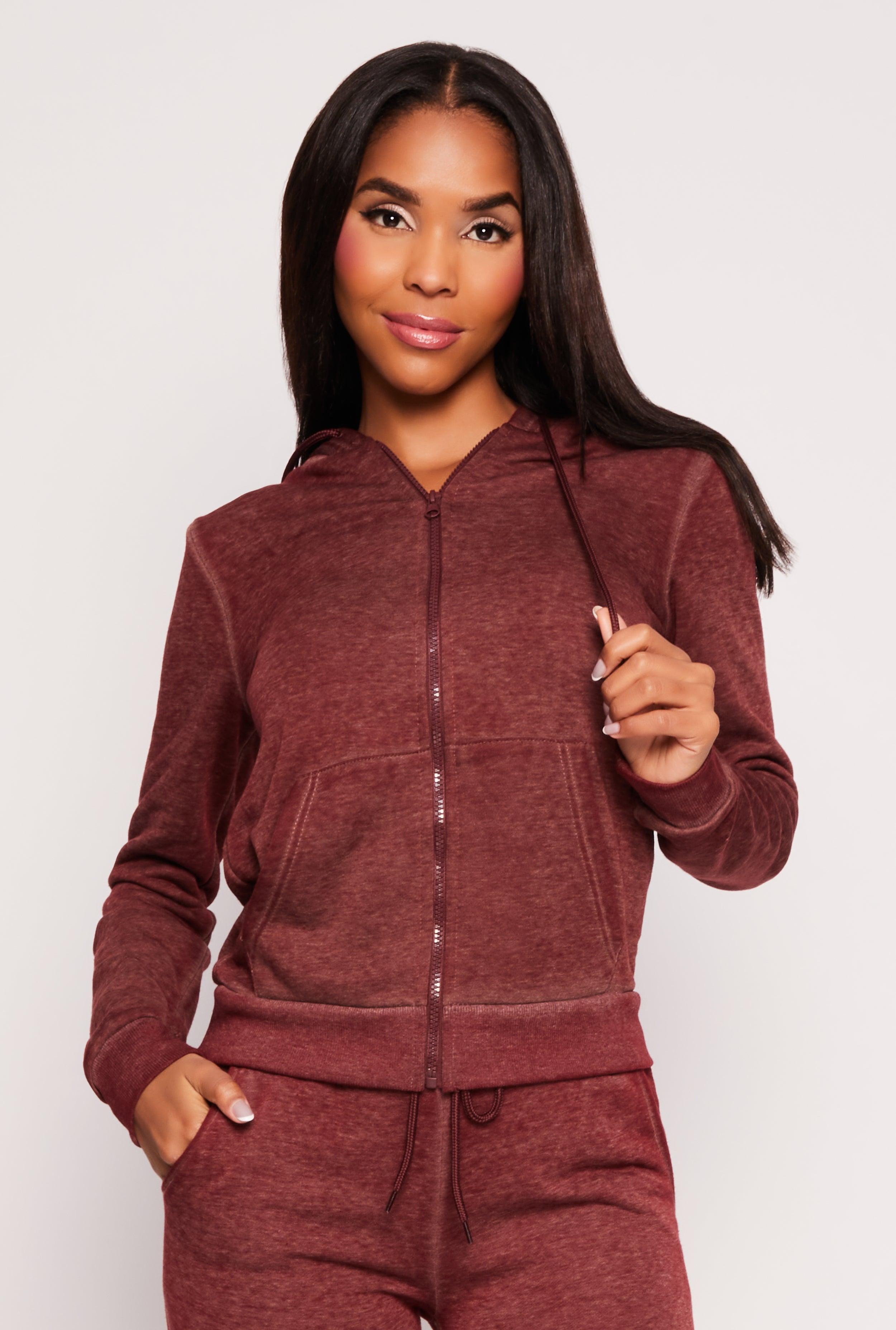 Womens Fleece Zip Front Hoodie Product Image