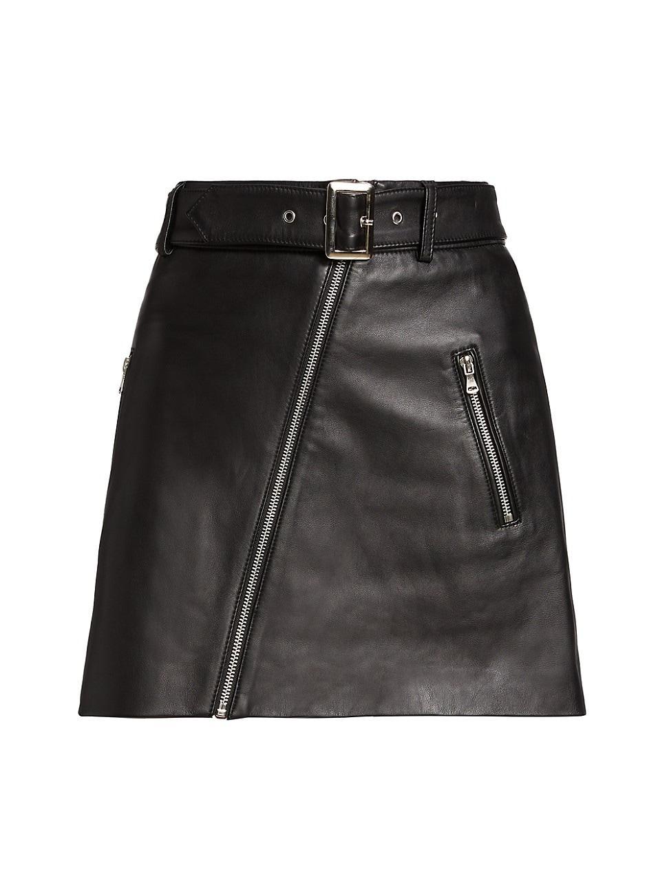 Womens Lexi Zip-Front Leather Miniskirt Product Image