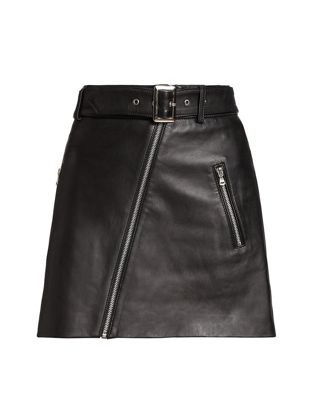 Womens Lexi Zip-Front Leather Miniskirt Product Image