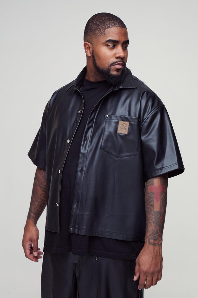 Plus Oversized PU Pocket Detail Shirt | boohooMAN USA Product Image